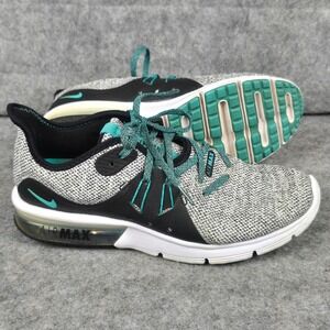 Nike Air Max Sequent 3 Women 8.5 White Black Teal Knit Running Shoes 908993-100